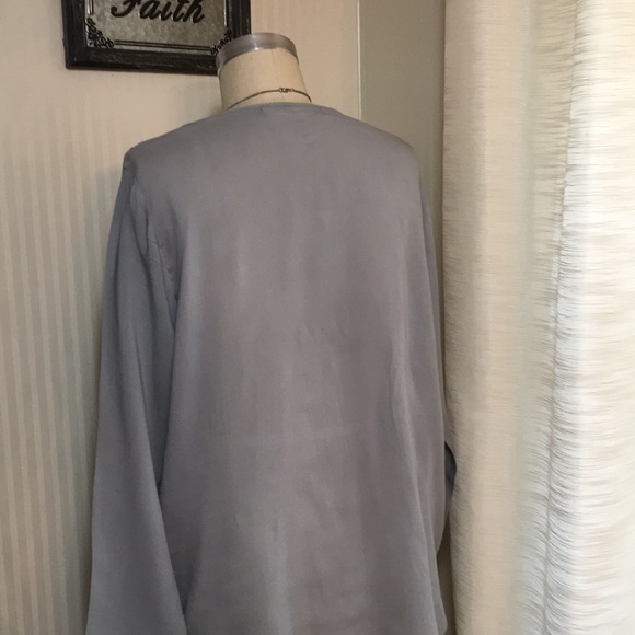 Soft Blue Green Wrap Top - Picture 7 of 8